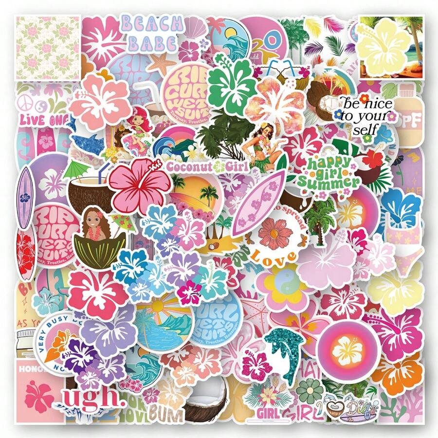 100 piezas Paquete de pegatinas de chica de coco | Pegatinas de vinilo estéticas para álbum de recortes, diario, portátil, parachoques, monopatín, botellas de agua, computadora, teléfono, dibujos animados, casco, coche, monopatín, álbum de recortes, pegatinas de chica, pegatinas, paquete de pegatinas, pegatinas Y2k