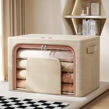 1pc Clothing Storage Box, Steel Frame Large Capacity Organizer, Foldable Clothes Storage Box, Bedding Storage Box, Waterproof & Moisture-Proof Wardrobe Storage Box, Bedroom Accessories - Spacious Dust-Proof Clothing & Bedding Storage Box, Efficiently Manage Home And Dorm Space. - Multicolor - View 11