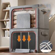 1pc Clothing Storage Box, Steel Frame Large Capacity Organizer, Foldable Clothes Storage Box, Bedding Storage Box, Waterproof & Moisture-Proof Wardrobe Storage Box, Bedroom Accessories - Spacious Dust-Proof Clothing & Bedding Storage Box, Efficiently Manage Home And Dorm Space. - Multicolor - View 6