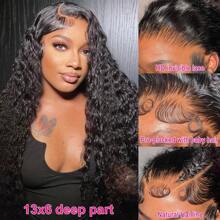 bling hair 13x6 13x4 Deep Wave Lace Front Wigs Human Hair Pre Plucked Deep Curly Lace Frontal Wigs Human Hair 180% Density Lace Frontal Wigs For Women Glueless Wigs With Baby Hair - Natural Black - View 3