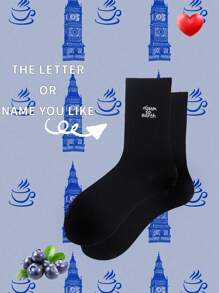 Tất in hình mặt người, 1 đôi, tất dài vừa phải, in hình mặt người theo yêu cầu, tất ngộ nghĩnh dành cho nam, có thêu chữ tùy chỉnh, tất đôi thú vị dành cho cả nam và nữ, thích hợp làm quà tặng Ngày Valentine, sinh nhật và các dịp khác, nhiều màu sắc, dễ thương, đáng yêu, đơn giản, hài hước, tùy chỉnh, độc đáo, cá nhân hóa, quà tặng lý tưởng cho anh ấy, quà tặng lý tưởng cho cô ấy, bạn trai, bạn gái, gia đình, bạn bè, ông bà, người yêu, mùa thu. - màu đen - Xem 3