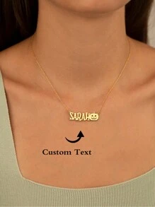 Personalized Pumpkin Custom Name Necklace - Mother's Day Gift - Personalized Name Jewelry -Halloween Gift - Smiling Pumpkin Necklace ﻿