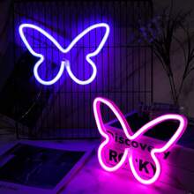 1pc 8.89x6.06in (Approx.22.6x15.4cm) Neon Sign Butterfly Usb/Battery Powered Pink Led Neon Light Wall Decor For Bedroom, Festival Valentine's Day Party Decoration, Birthday Decoration, Wedding Decoration, Home Decoration, Christmas Decoration