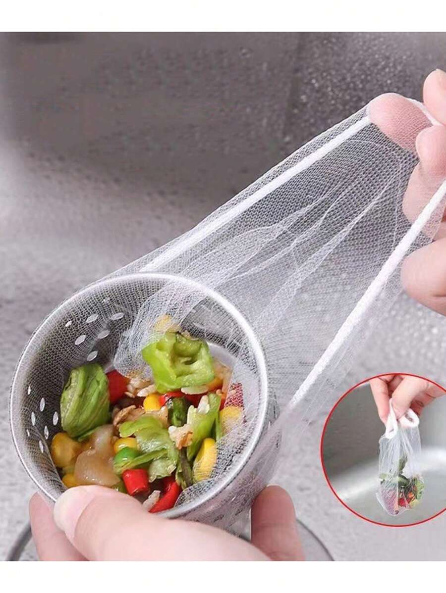 TARTIERY Triangle Tri-Holder Filtre, Sac D'évier En Filet De Crépine D'évier, Évier De Cuisine Sac De Rangement Pour Poubelle Support De Support,Suspendu Filtre Reste (1 Support 50 Filets Filtrants