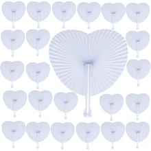 24pzs Abanicos Mayoreo Grandes Recuerdos Boda De Mano Blanco - Blanco - Ver 1