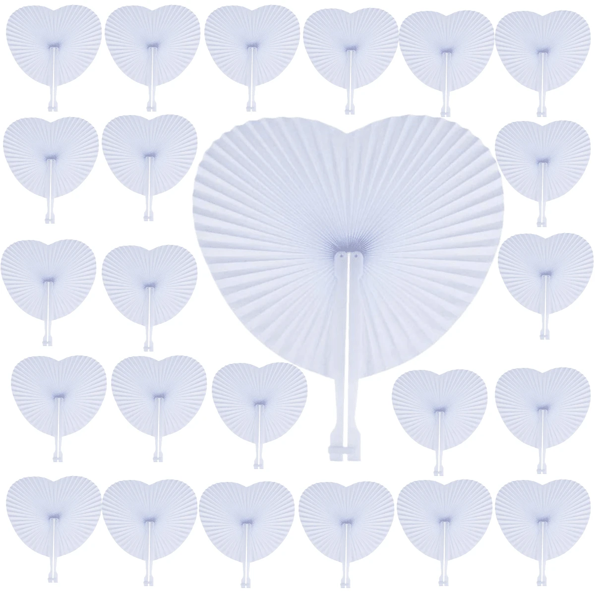 24pzs Abanicos Mayoreo Grandes Recuerdos Boda De Mano Blanco - Blanco - Ver 1