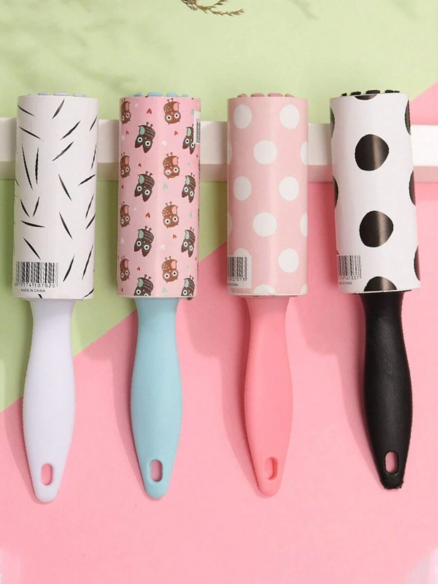 4pcs Mini Detachable Lint Remover Roller, Portable Lint Brush, Pet Hair Remover - Multicolor - View 1