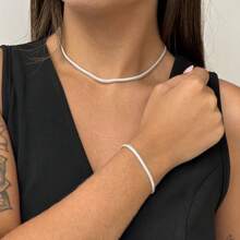 Necklace And Bracelet Kit Malleable Wire In 925 Silver Antiallergic - Bạc - Xem 1