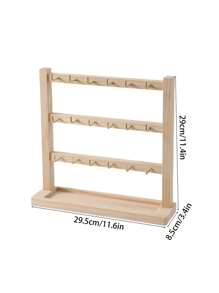 1 pieza Soporte multifuncional de nogal/color madera, soporte de exhibición para llaveros, soporte de exhibición de joyas de madera maciza con ganchos, estante colgante pequeño de accesorios con gancho, soporte de exhibición de pulseras y aretes, vuelta al colegio