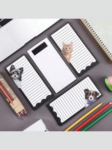 1 pieza Libreta magnética con diseño lindo de gato y perro, imán para refrigerador, bloc de notas, para listas de compras, listas de tareas, listas de regalos y recordatorios - Con respaldo magnético fuerte, bloc de notas, adecuado para el Día de San Valentín, Día del Maestro, Día de la Madre, Halloween, Navidad, temporada de regreso a clases y temporada de graduación. - Multicolor - Ver 4