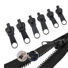 3 Sizes 6PCS Universal Instant Fix Zipper Repair Kit Replacement Zip Slider Teeth Rescue Sewing Clothes Bag Zippers Tool Accessories - Black - View 6