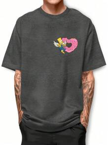 Bart Donut Heart Basic T-Shirt 100% Cotton Shirt GPJ1 - 深灰色 - 查看 1