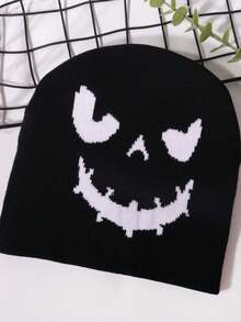 1pc Halloween Funny Pumpkin Smiling Face Pattern Knitted Hat, Personalized Comfortable Warm Hip Hop Hat, Personalized All Match Festive Atmosphere Hat, Suitable For Men And Women Halloween Gifts