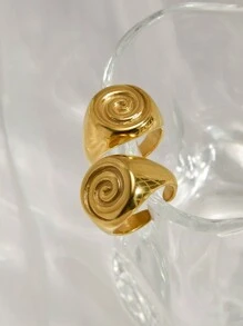 1 chiếc nhẫn hở thời trang bằng thép không gỉ cổ điển hình xoắn muỗi, thiết kế phóng đại phù hợp với trang phục hàng ngày của phụ nữ, Giáng sinh, Lễ tạ ơn, quà tặng cho bạn bè, tiệc trang sức, du lịch, Hawaii - Vàng - Xem 11