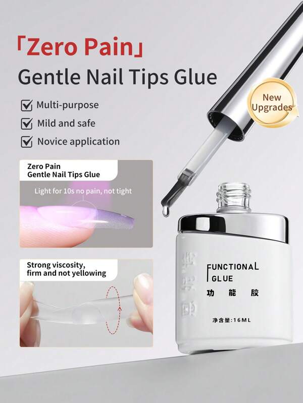 annies 16ml 3-In-1 Zero Pain Super Strong Nail Glue For False Nail Tips Acrylic Nails Press On Nails Fake Nails Art Decoration Salon Exclusive