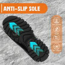 Men's Work Boots Anti-Skid Safety Shoes Leather Waterproof Work Shoes - màu đen - Xem 4