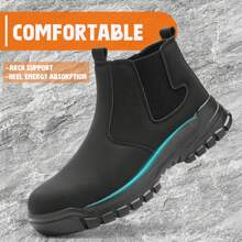 Men's Work Boots Anti-Skid Safety Shoes Leather Waterproof Work Shoes - màu đen - Xem 5