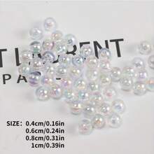 200 件/100 件/50 件/25 件，4/6/8/10 毫米 ABS 透明白珠、UV 树脂泡泡珠、AB 微珠，用于 DIY 摇动台树脂模具珠宝制作 - 透明彩虹色，创意项目的完美填充物，具有多种生产选择 - 透明白色珠子 - 查看 5