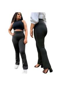 Women's Plus Size Ballet Flare Leggings Zero Transparency High Waist G1 To G3 - 彩色 - 查看 6