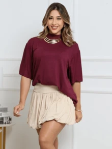 Women's Short High Waist Bubble Pleated Balloon Skirt - 米色 - 查看 3