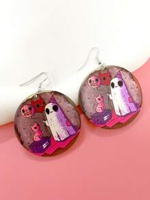 1 Cặp Acrylic Hoạt Hình Dễ Thương Halloween Hài Hước Hiphop Hồng Bông Tai Hình Tròn Ma Bóng Bay Mèo Gothic Y2K Tiệc Lễ Hội Phụ Kiện Quà Tặng Ngày Cho Bạn Gái - Nhiều màu - Xem 3