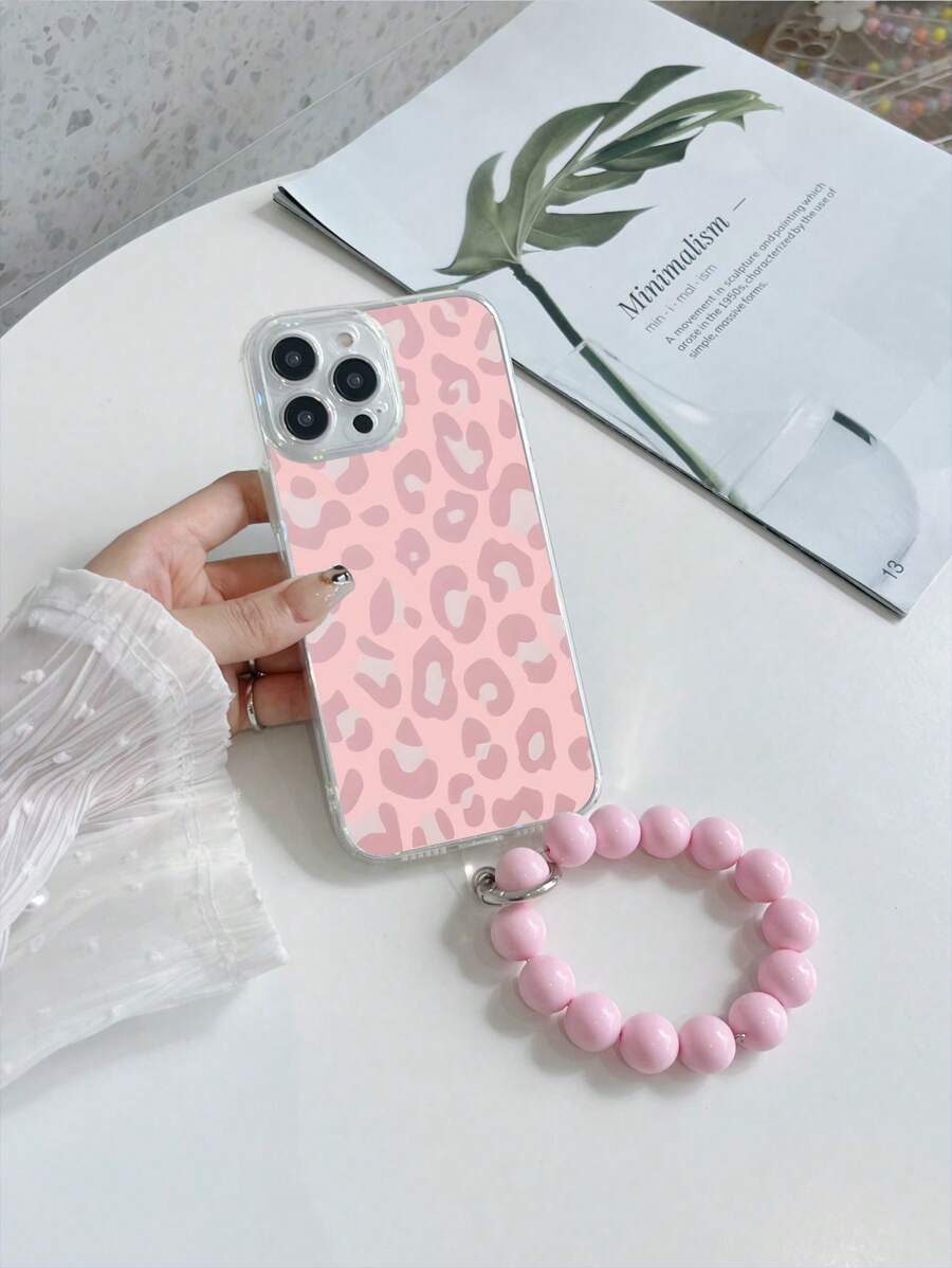 1 个透明 TPU 粉色豹纹保护手机壳和 1 个配套粉色串珠手链，适用于 iPhone/Android 智能手机、Galaxy A51 4G、Galaxy A52、A52s 5G、Galaxy S23 Ultra、Galaxy A13 4G、Galaxy A12、Galaxy S22 Ultra、OPPO A54、Galaxy A54、iPhone 14 Pro Max、Galaxy A04E、Galaxy A05S、Galaxy A34、Galaxy S24 Ultra 5G、Redmi Note 13、Galaxy A14、Galaxy A32 4G - 彩色 - 查看 1