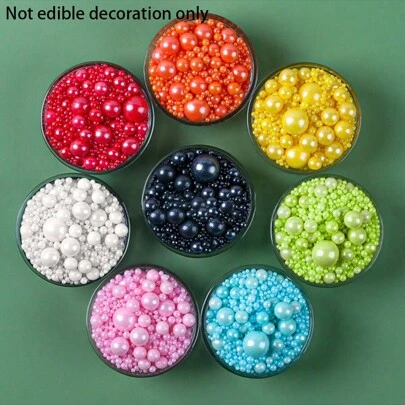 100g/85g 蛋糕DIY装饰混合尺寸彩色珠子冰淇淋珍珠豆仅供装饰，不可食用