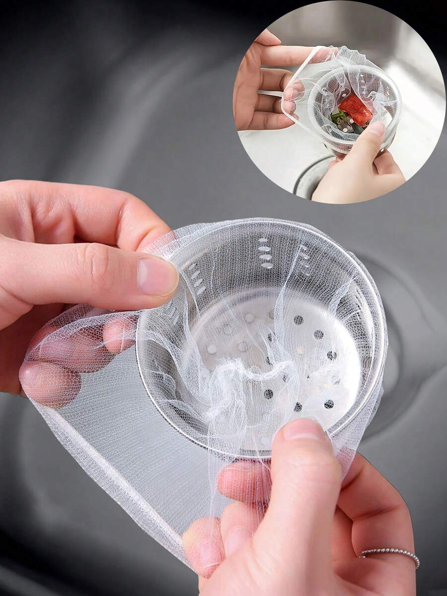 100/50/10 件厨房水槽过滤袋，一次性网状水槽过滤器，水槽过滤器过滤袋，水槽垃圾网袋，用于水槽、排水管，用于收集厨房食物垃圾和残留垃圾（粗/细网可选）