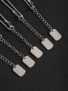 1pc Beach Style Women's Shiny Silver & Gold Stainless Steel Name Pendant Anklet - Silver - View 2