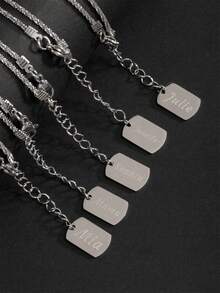 1pc Beach Style Women's Shiny Silver & Gold Stainless Steel Name Pendant Anklet - Silver - View 3