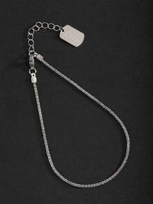 1pc Beach Style Women's Shiny Silver & Gold Stainless Steel Name Pendant Anklet - Silver - View 23