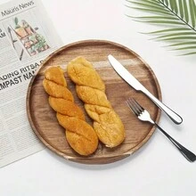 1pc, Circular Wooden Tray, Wooden Fruit Tray, Solid Wood Dessert Tray, Multifunctional Dessert Tray, Decorative Fruit Tray, Coffee Cup Tray, Teacup Tray, Cake Tray, Used In Restaurants - Yellow - View 9