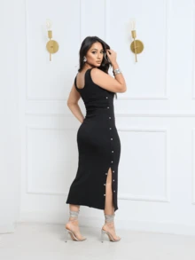 Women Midi Dresses - 黑色 - 查看 2