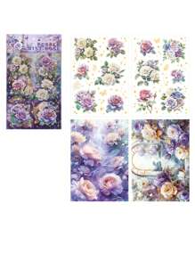4 张/包烫印复古花卉植物拼贴材料纸用于背景复古垃圾日记本美学贴纸相册剪贴簿 - 彩色 - 查看 16