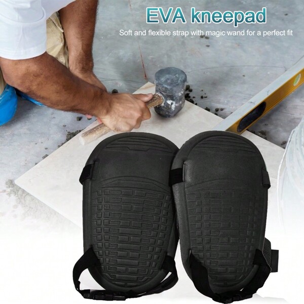1 par de rodilleras, rodilleras de jardín y construcción para arrastrarse en el piso, hechas de espuma EVA impermeables y antideslizantes con correas ajustables de gancho y bucle, accesorios de gimnasia y soporte para la rodilla, rodilleras para deporte