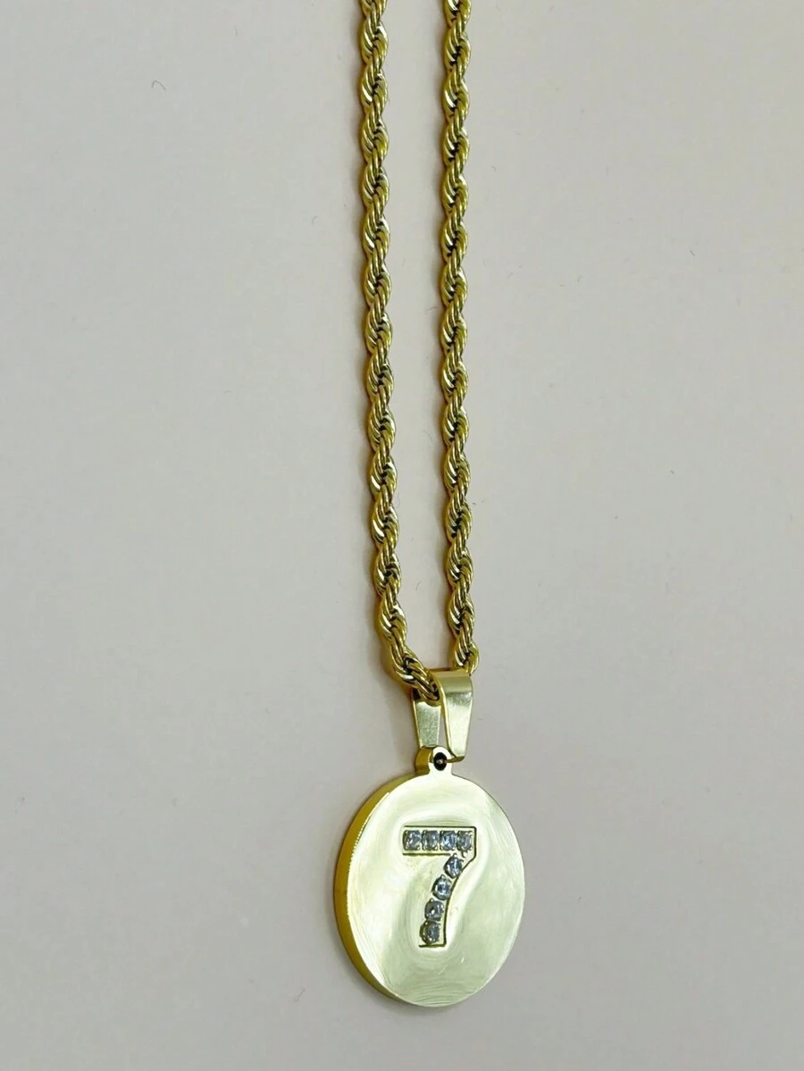 Stainless Steel Twisted Rope Chain Necklace No. 7 Men's And Women's - Vàng - Xem 1