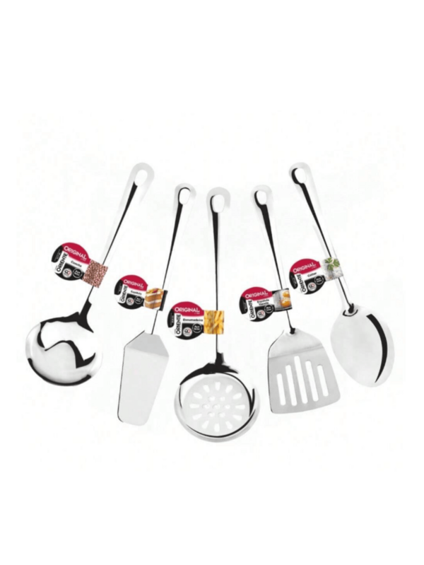 Conjunto Kit Cozinha Utensílios Inox 5 Peças Premium 26cm