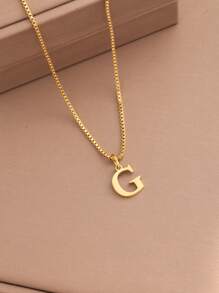 Magic Fish 1 件经典 A-Z 26 个字母项链，不锈钢名字首字母吊坠项链，日常佩戴珠宝礼物 - 金黃色 - 查看 24