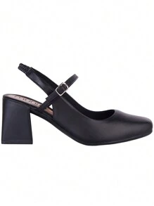 Women's Mary Jane Doll Shoe Romantic Model Square Toe Geometric Heel Current Modern Munita - 黑色 - 查看 2