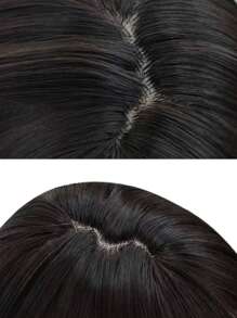 1-Piece Synthetic Heat Resistant Straight Hair Bangs Wig Brown 26 Inches Full Machine Weave Daily Natural Realistic Wig