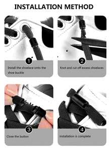 1 Cặp Dây giày co giãn không cần buộc Dây giày cho trẻ em và người lớn Dây giày khóa kim loại nhanh chóng - màu đen - Xem 6