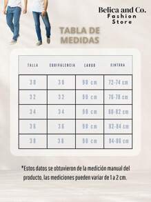 Jeans Vaqueros Mezclilla Gruesa con Bordado y Ribetes en Bolsillos - Azul - Ver 2