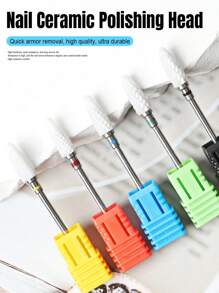 Dual Step Ceramic Nail Drill Bits Set, 3/32" (2.35mm) Professional Acrylic Nail File Drill Bits For Manicure Pedicure Cuticle Gel Nail Polish 5 Pieces - White - View 10