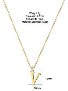 Magic Fish 1pc Classic 26 Alphabet Letter Necklace A-Z Initial Pendant Necklace Stainless Steel Jewelry Gift, Suitable For Daily Wear