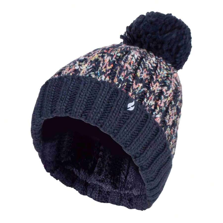 Heat Holders Ladies Thermal Winter Bobble Hat With Extra Large Pom Pom (Black) - Fast Shipping And Quick Delivery - Blue - View 1