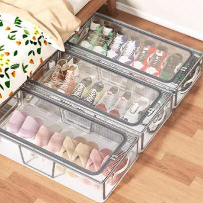 1pc Transparent Collapsible Shoe Storage Box, Space Saving Shoe Rack For Home, Dust-Proof Shoe Organizer Box