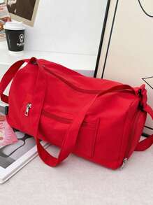 大容量多用途尼龙手提包单肩包男士潮流时尚旅行包带鞋隔层（旅行背包，带鞋隔层，随身手提包）适用于行李箱过夜包健身包行李袋周末包行李袋随身包大学包行李袋周末包 - 酒紅色 - 查看 2