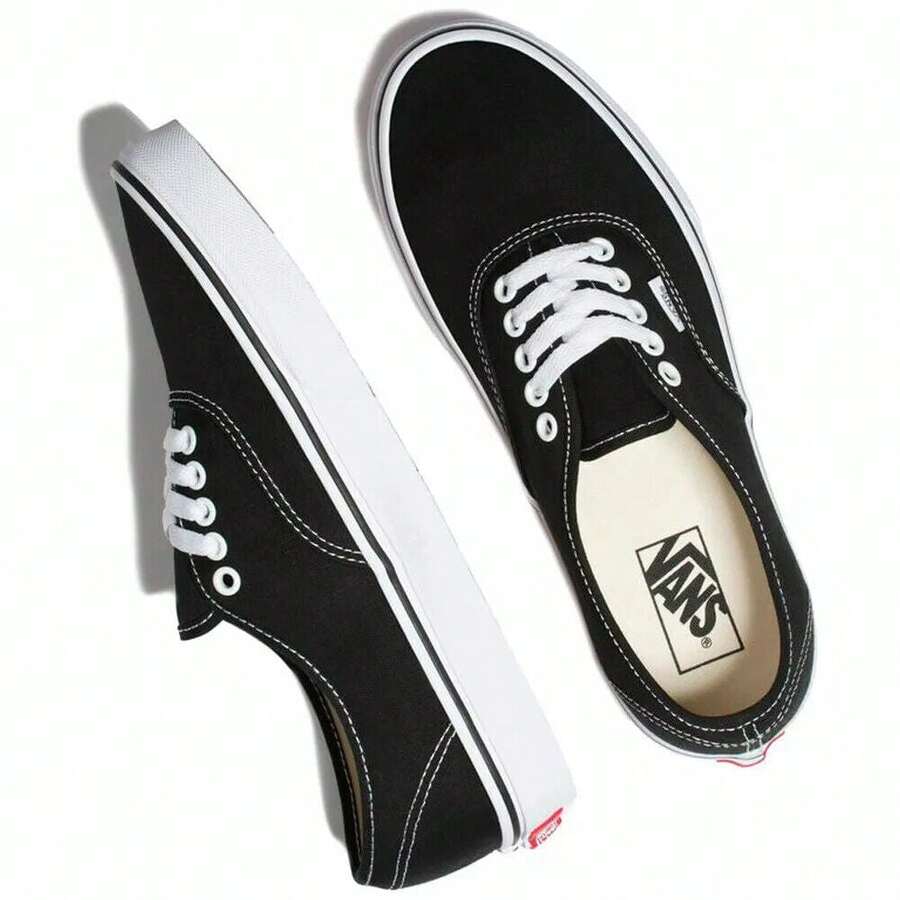 Vans Authentic VN000EE3BLK Skate Shoes Unisex Black White Canvas Lace