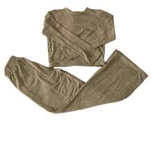 KIT 3 Conjunto lanzinha feminino de frio 2 peças de calça pantalona e blusa manga longa - Bege - Visão 4