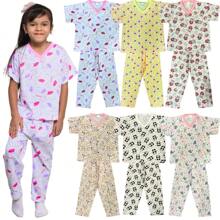 Assorted 4-Piece Pajama Set For Girls - 2 T-Shirts + 2 Pants For Ages 2 To 7 - 彩色 - 查看 1
